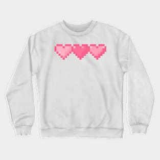 Pink Hearts in a Row Pixel Art Crewneck Sweatshirt